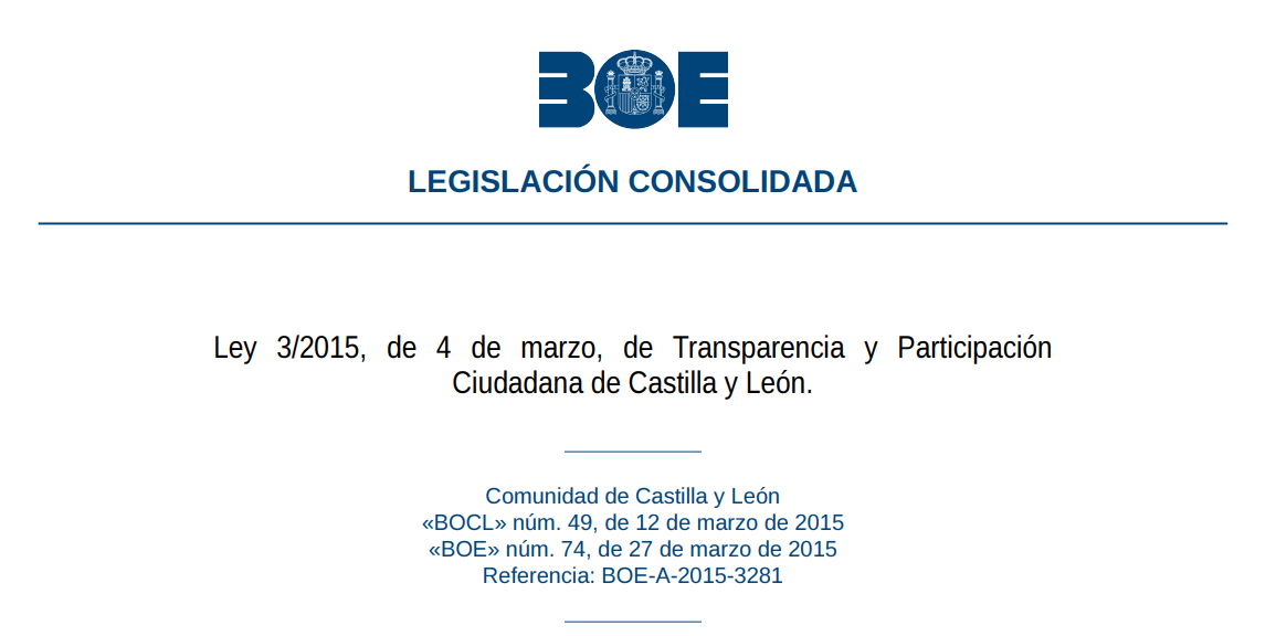 Test de la Ley 3/2015, de 4 de marzo, de Transparencia y Participación Ciudadana de Castilla y León